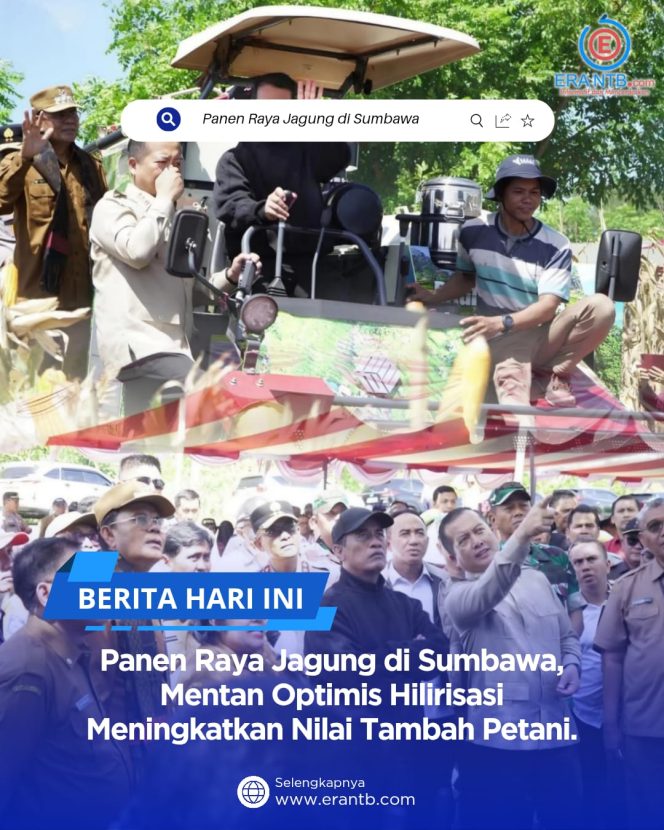 
 Panen Raya Jagung di Sumbawa, Mentan Optimis Hilirisasi Meningkatkan Nilai Tambah Petani