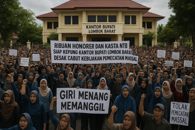 Ribuan Honorer dan KASTA NTB Siap Kepung Kantor Bupati Lombok Barat, Tolak Pemecatan Massal