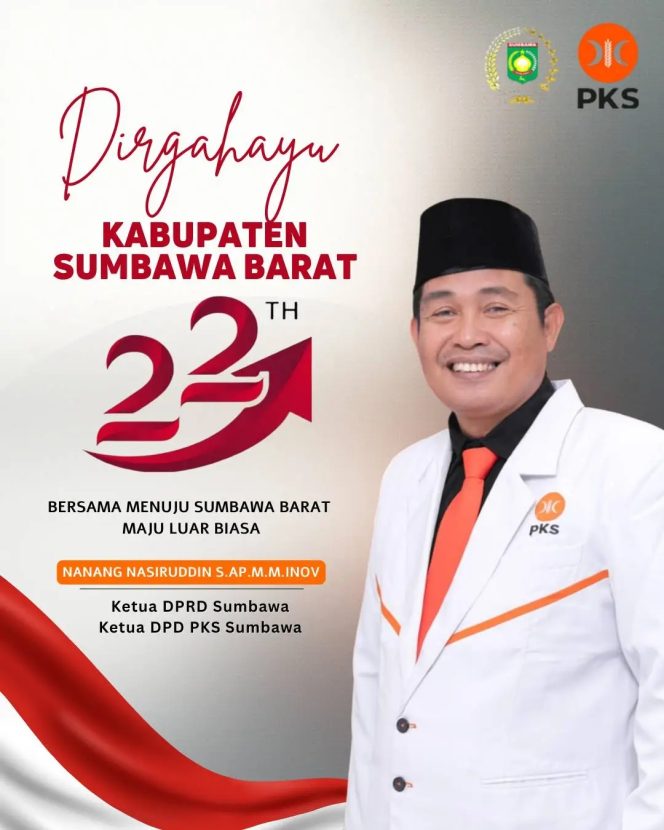 
 Nanang Nasiruddin, S.AP,.M.M Inov  Mengucapkan Selamat Hari Lahir Kabupaten Sumbawa Barat ke-22.
