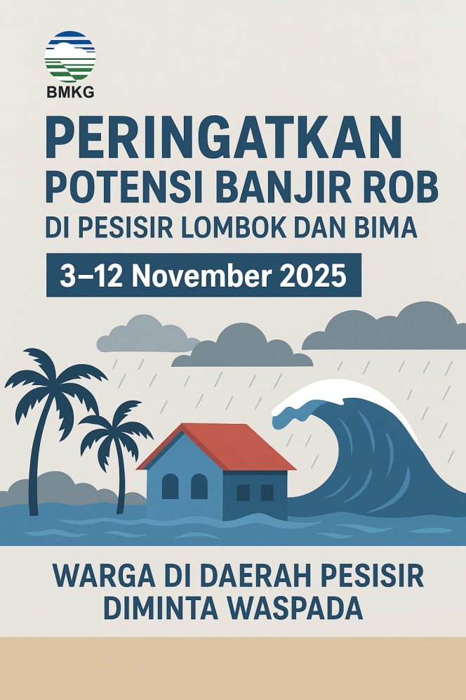 
 Fenomena Pasang Laut, Warga Pesisir Lombok dan Bima Diminta Siaga Hingga 12 November