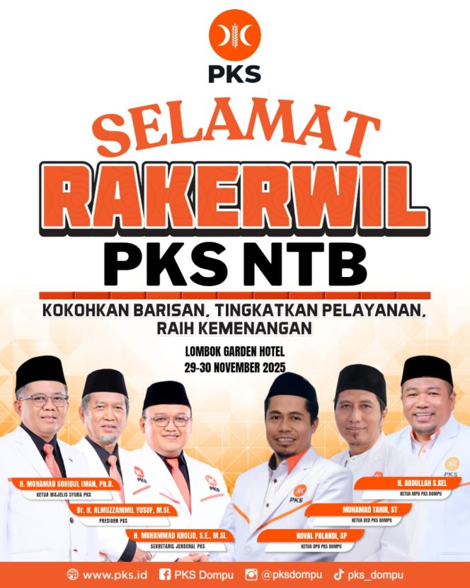 
 DPTD PKS Kabupaten Dompu Mengucapkan Selamat Rakerwil PKS NTB