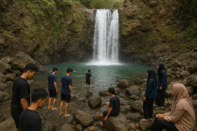 
 Liburan Berujung Duka, Pelajar SMA di Lombok Utara Hanyut di Air Terjun Sekoah