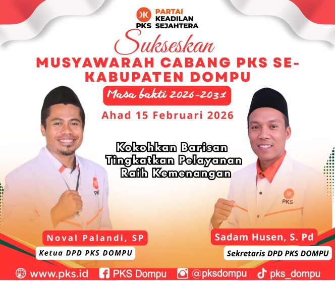 
 DPD PKS Kabupaten Dompu Mengucapkan Selamat dan Sukses Musyawarah Cabang Se- Kabupaten Dompu