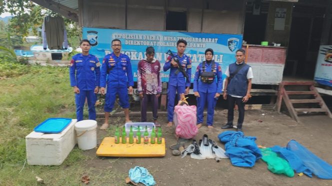 
 Ditpolairud Polda NTB–Sat Polairud Sumbawa Gagalkan Aksi Bom Ikan di Moyo Hilir
