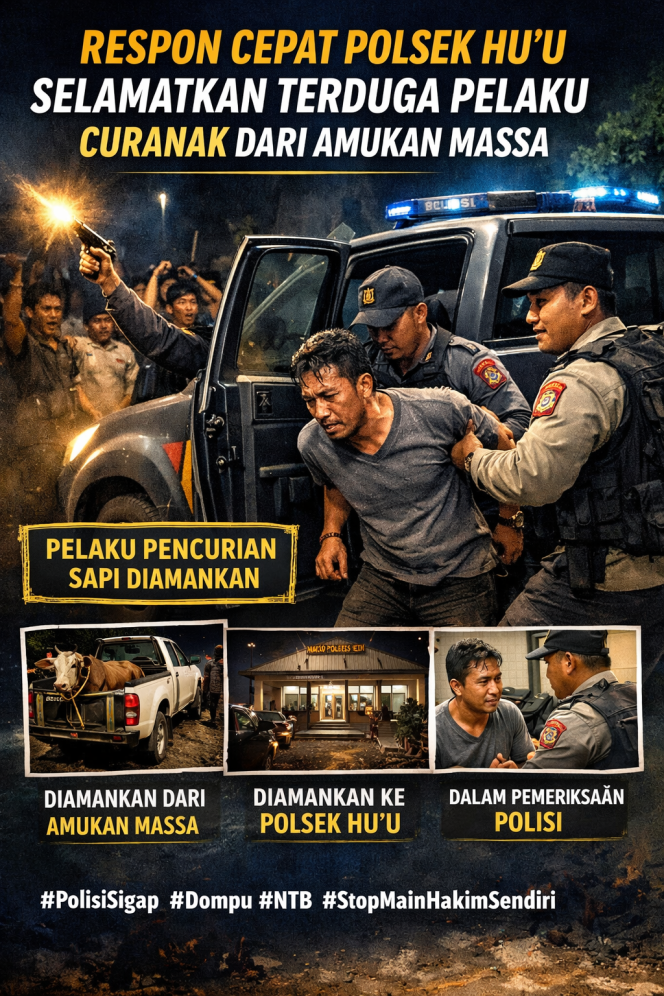 
 Hampir Diamuk Warga, Terduga Pencuri Sapi Berhasil Diamankan Polisi