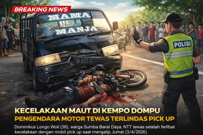
 Pick Up Tabrak Motor di Kempo, Satu Orang Tewas di Tempat
