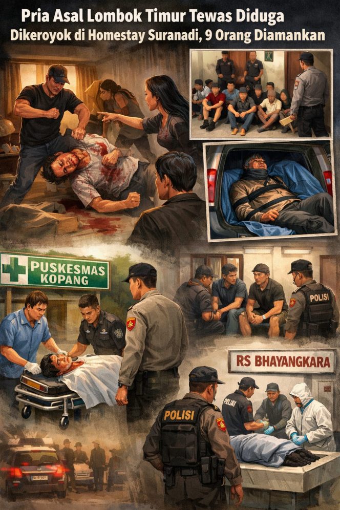 
 Pria Asal Lombok Timur Tewas Diduga Dikeroyok di Homestay Suranadi, 9 Orang Diamankan Polisi