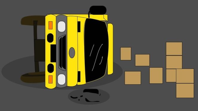 
 Truk Pengangkut Kayu Terbalik di Tanjakan Bringin Sier Moyo Hulu, Dua Orang Tewas