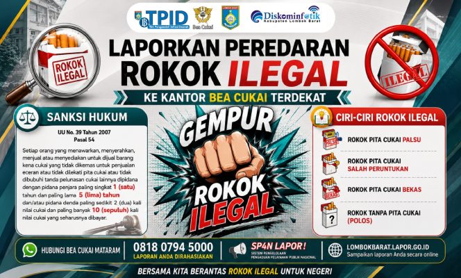 
 Pemda Lombok Barat Ajak Masyarakat Laporkan Peredaran Rokok Ilegal, Ini Ciri-Cirinya
